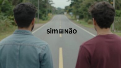 Uma pessoa de costas para a câmera, olhando para uma bifurcação em uma estrada, simbolizando a escolha entre dizer 'sim' e 'não'.